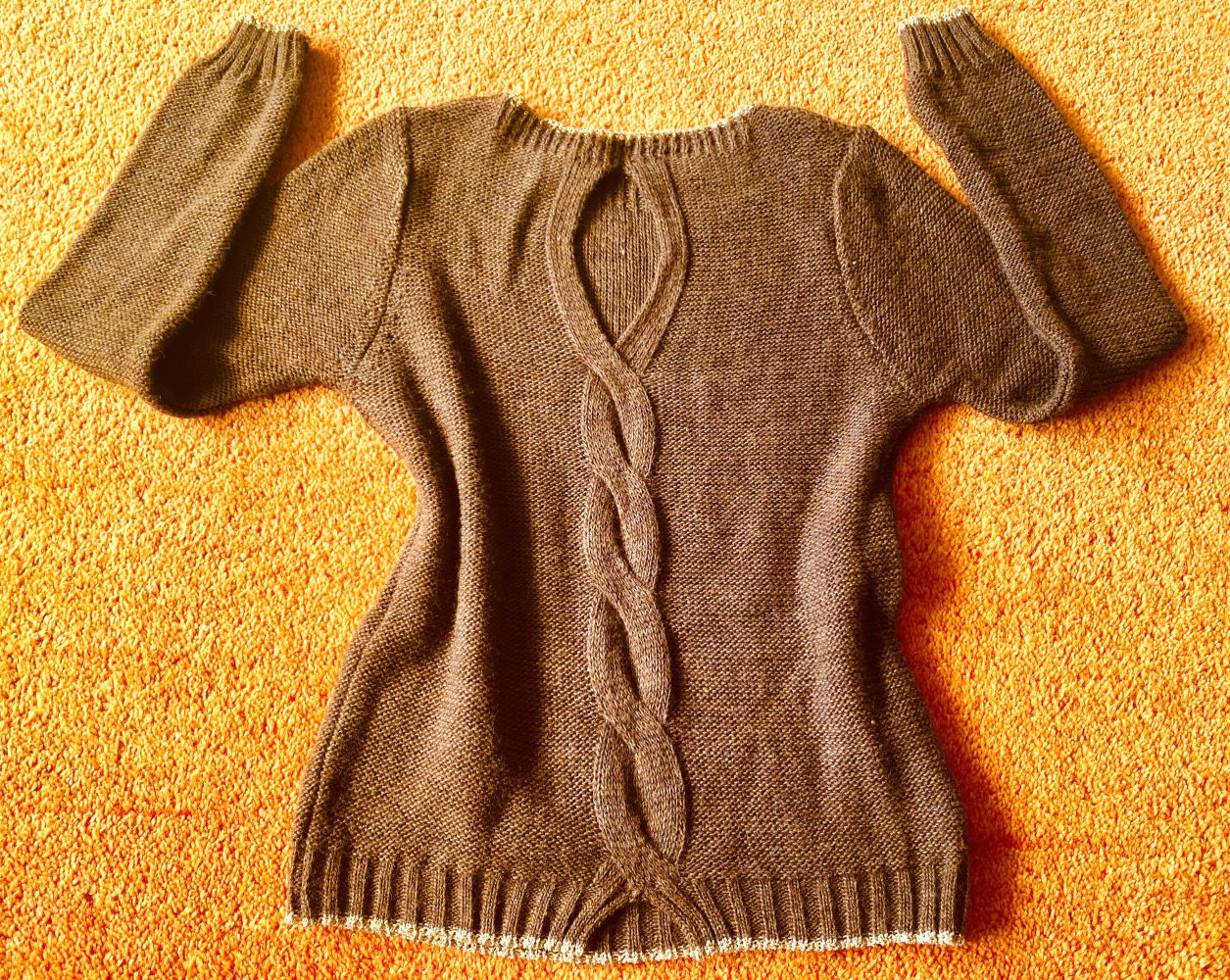 NEU Damen Pullover Wolle Strick Gr.38 Braun/Gold Edler Glitzer-Look