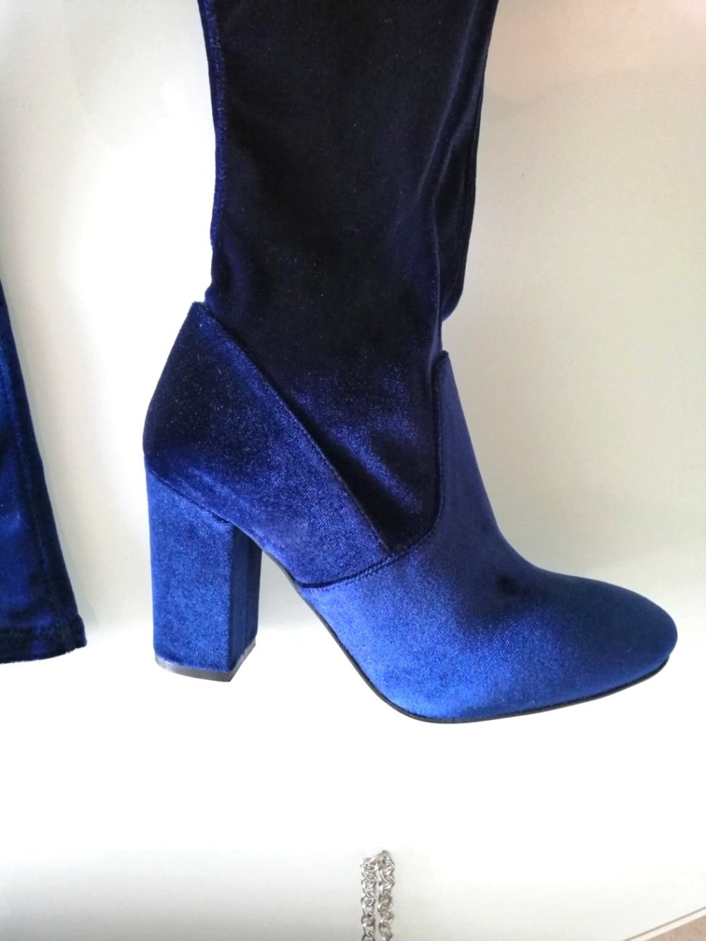 NEU Damen Overknee Stiefel Schuhe Samt Gr.40 in Blau von Fiore P.119€ 