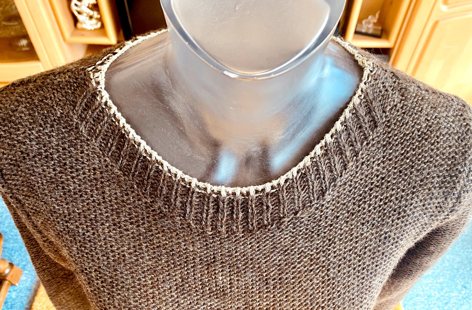 NEU Damen Pullover Wolle Strick Gr.38 Braun/Gold Edler Glitzer-Look