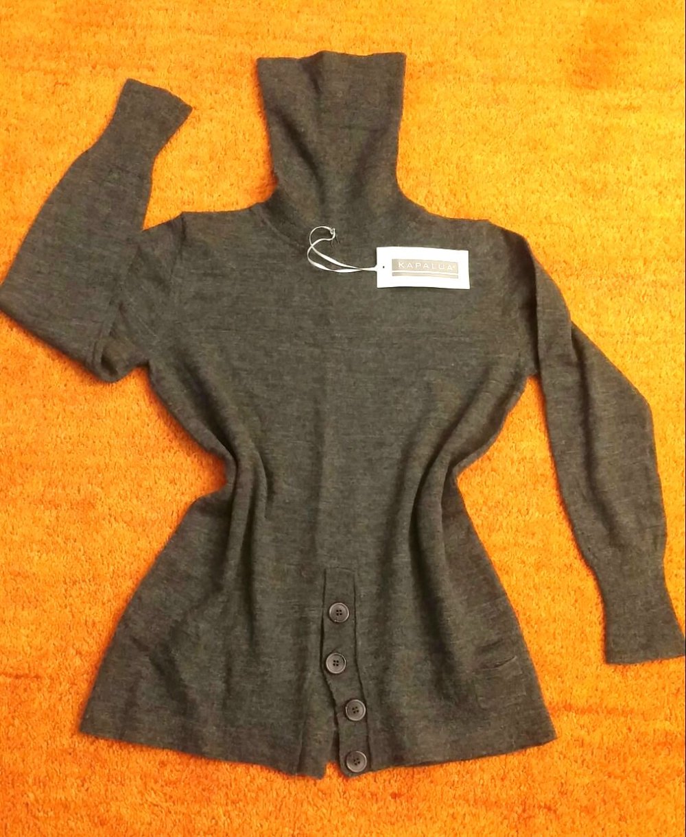 NEU Damen Pullover Tunika Feinstrick Wolle Rollkragen Gr.S in Grau Kapalua P.89,95€