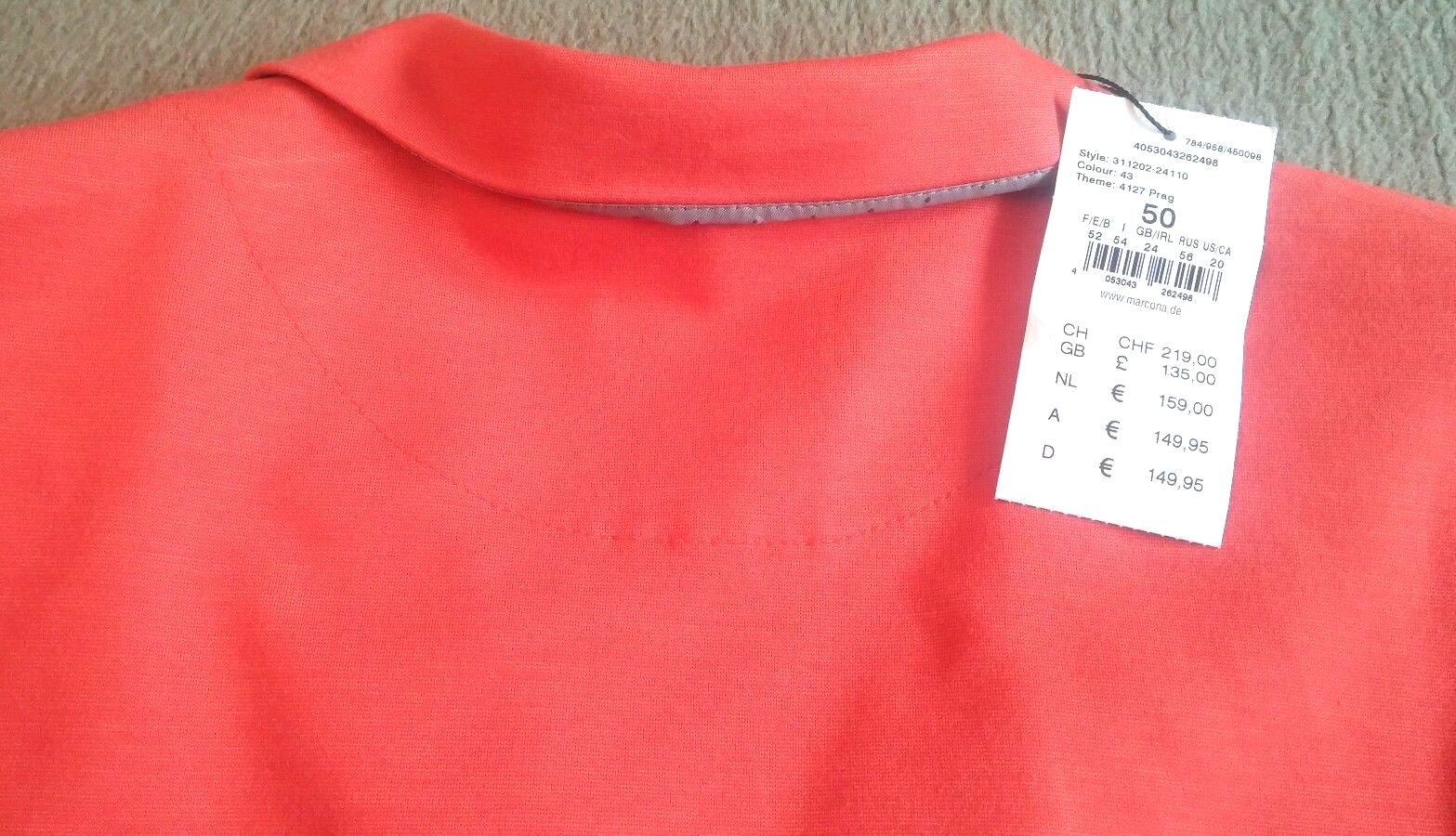 NEU Damen Jersey Blazer Gr.50 Orange von Marcona P.149,95 € 