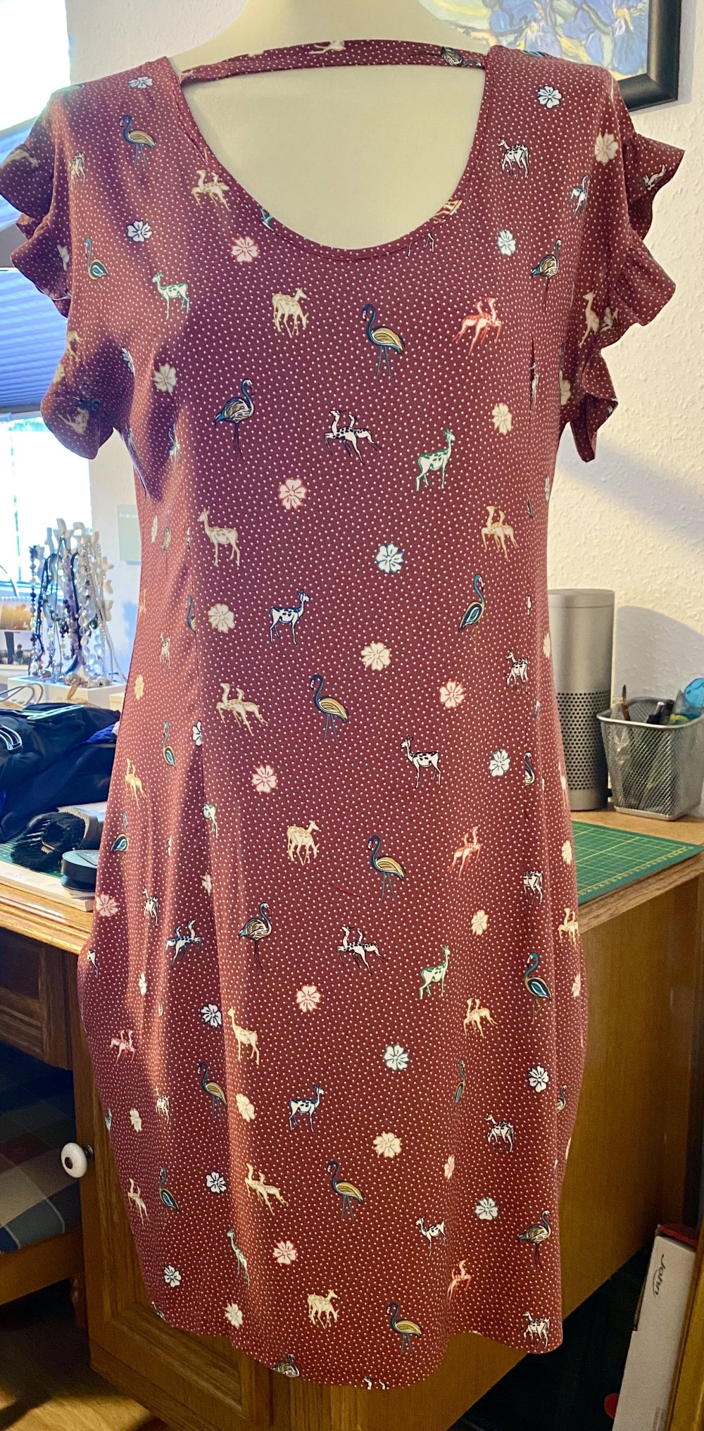 Damen Kleid Sommer lässig feminin Gr.38 Ziegelrot mit weißen Pünktchen Sister NW 