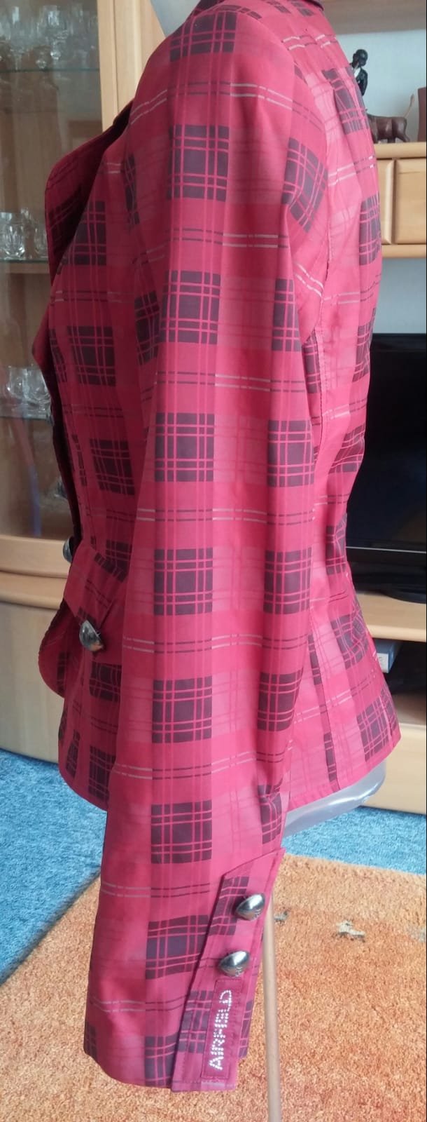 Damen Blazer Gr.38 Rot kariert von Airfield Exklusiv & Elegant