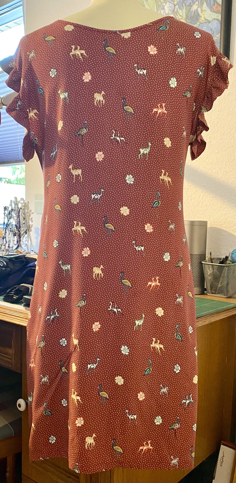 Damen Kleid Sommer lässig feminin Gr.38 Ziegelrot mit weißen Pünktchen Sister NW 