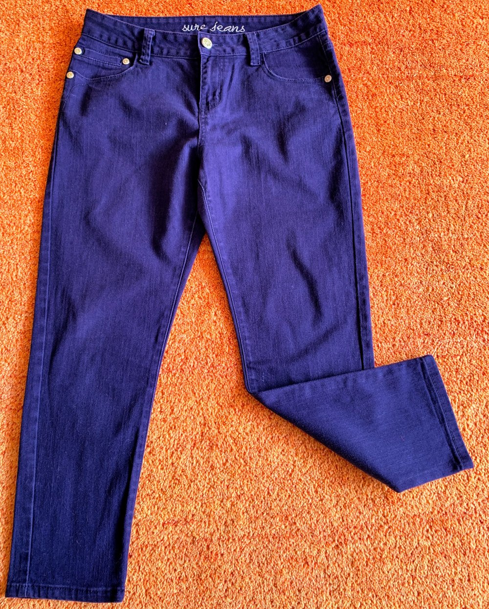 Damen Hose Jeans 7/8 Stretch Gr.38 in dunkel lila von Sure Jeans NW