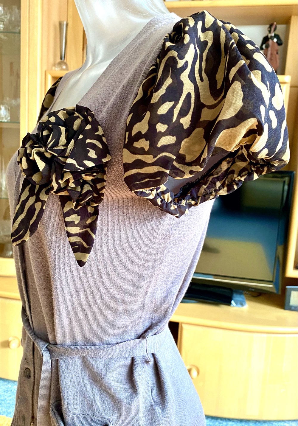 Damen Jacke Bolero Strickjacke Gr.36 in Graubraun von CHERRY