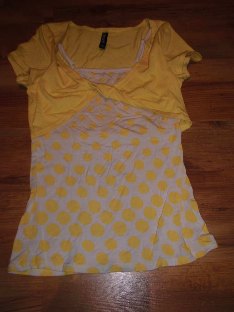 Gelbes T-Shirt mit Punkten - Größe S 34/36 - TOP Zustand!