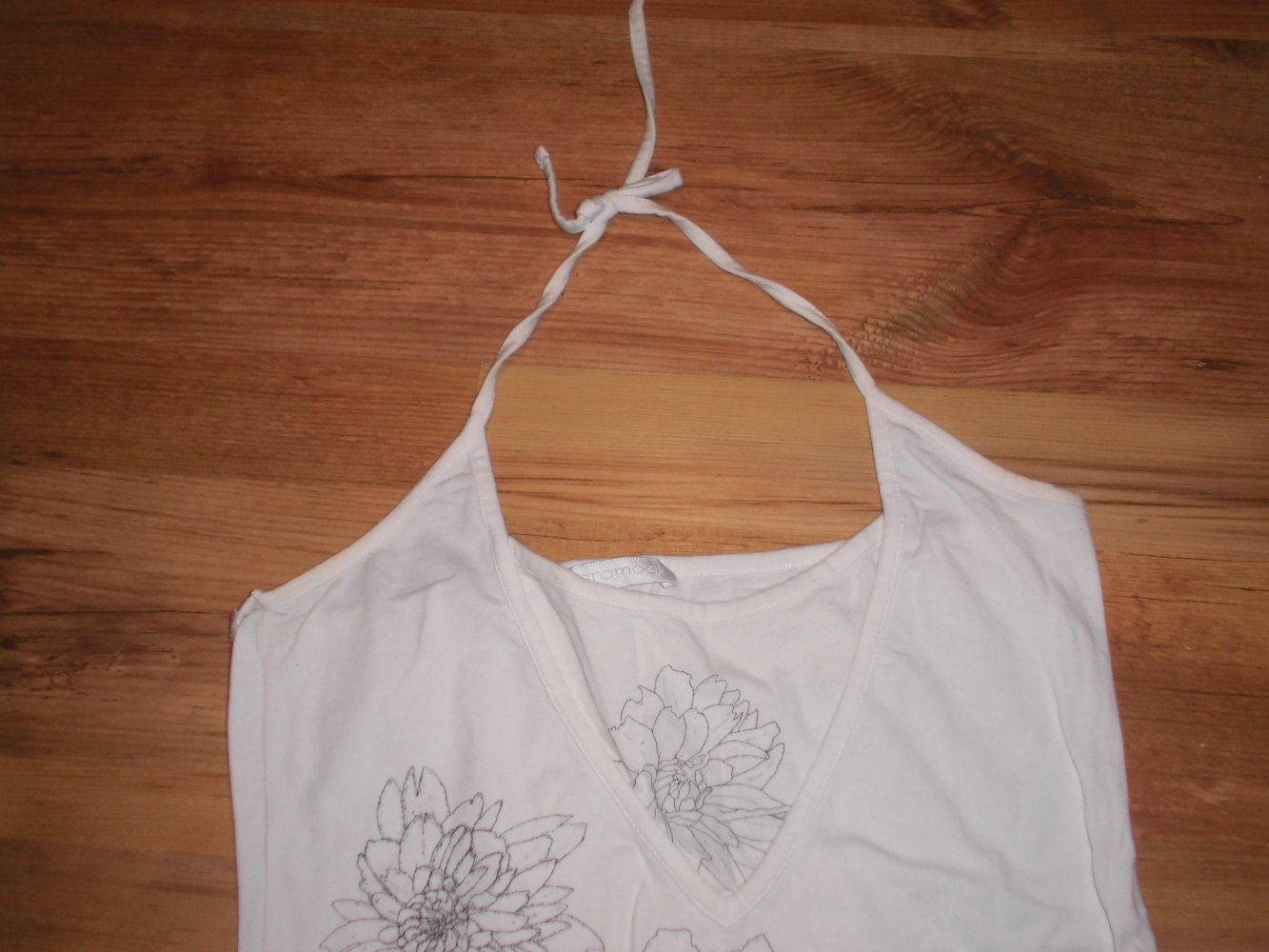 Weißes Neckholdertop mit Blumenprint von Promod - Größe S - guter Zustand