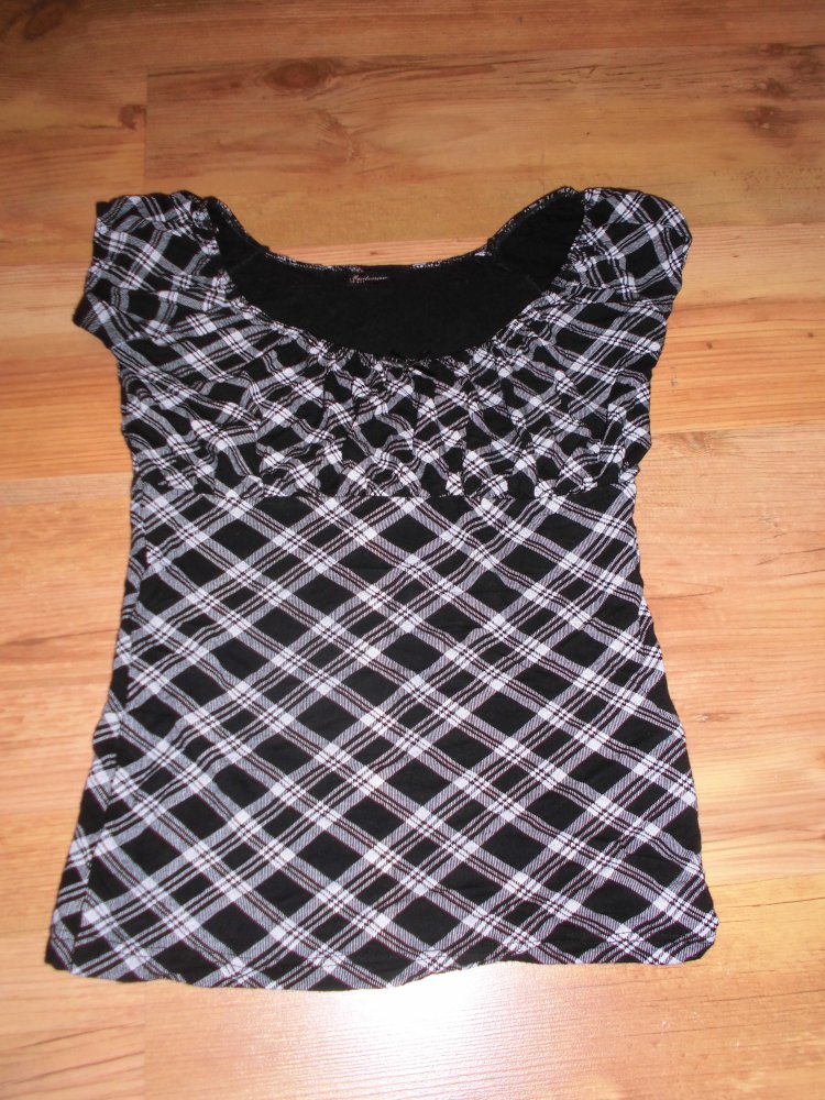 Schwarz-weiß kariertes Shirt - Madonna - Größe XS - super Zustand!