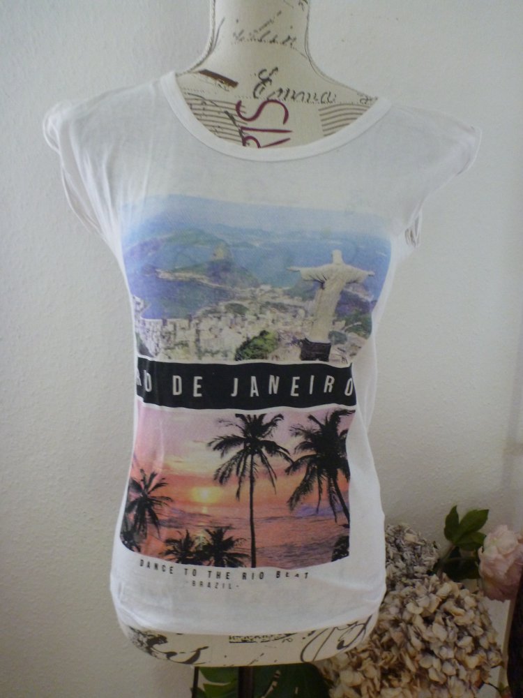 weißes T-Shirt Rio  De Janeiro Gr. 36/S