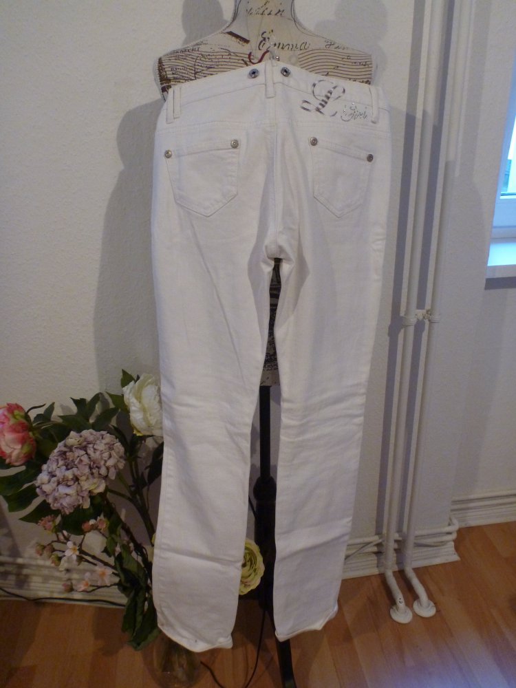 weiße Jeans mit Hosenträgern Gr. 27 S/36