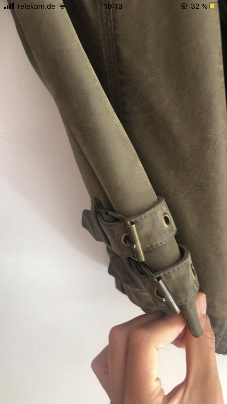 Grüne Lederjacke Bikerstyle Gr S-M 