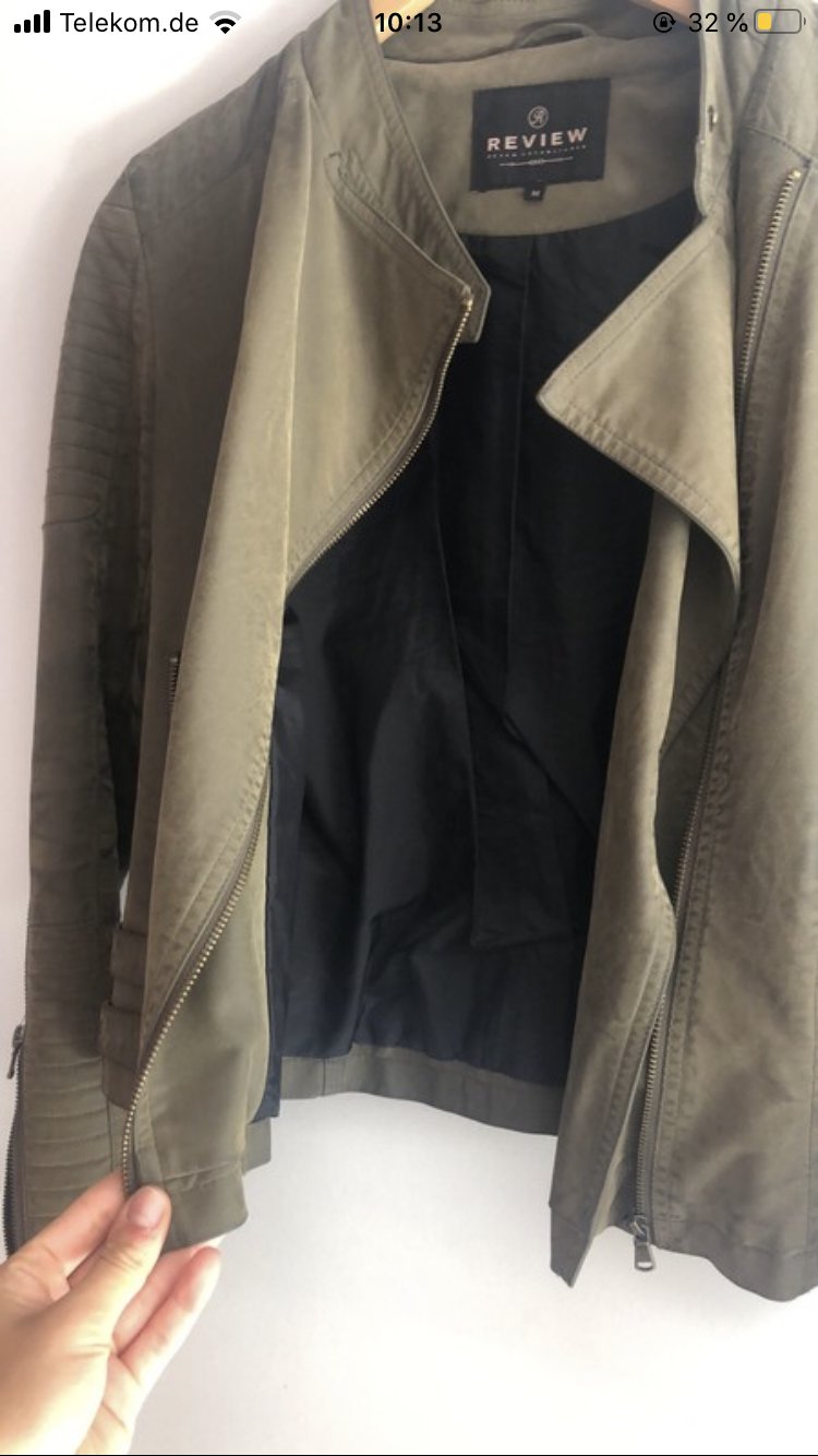 Grüne Lederjacke Bikerstyle Gr S-M 