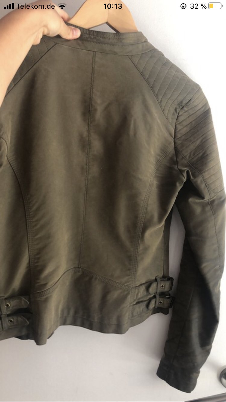 Grüne Lederjacke Bikerstyle Gr S-M 