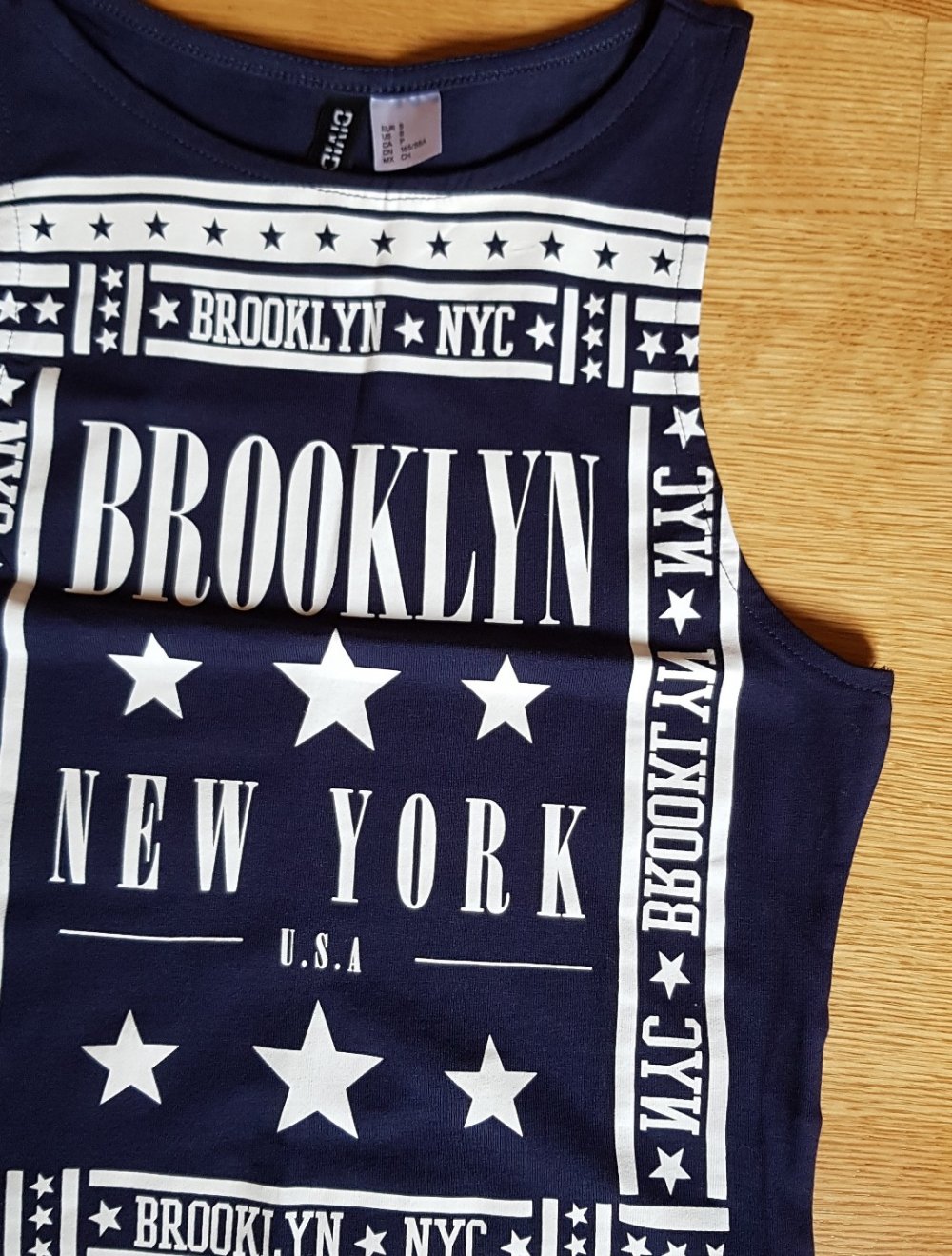 Neues Sommertop Shirt mit Frontal Print dunkelblau   Gr.S