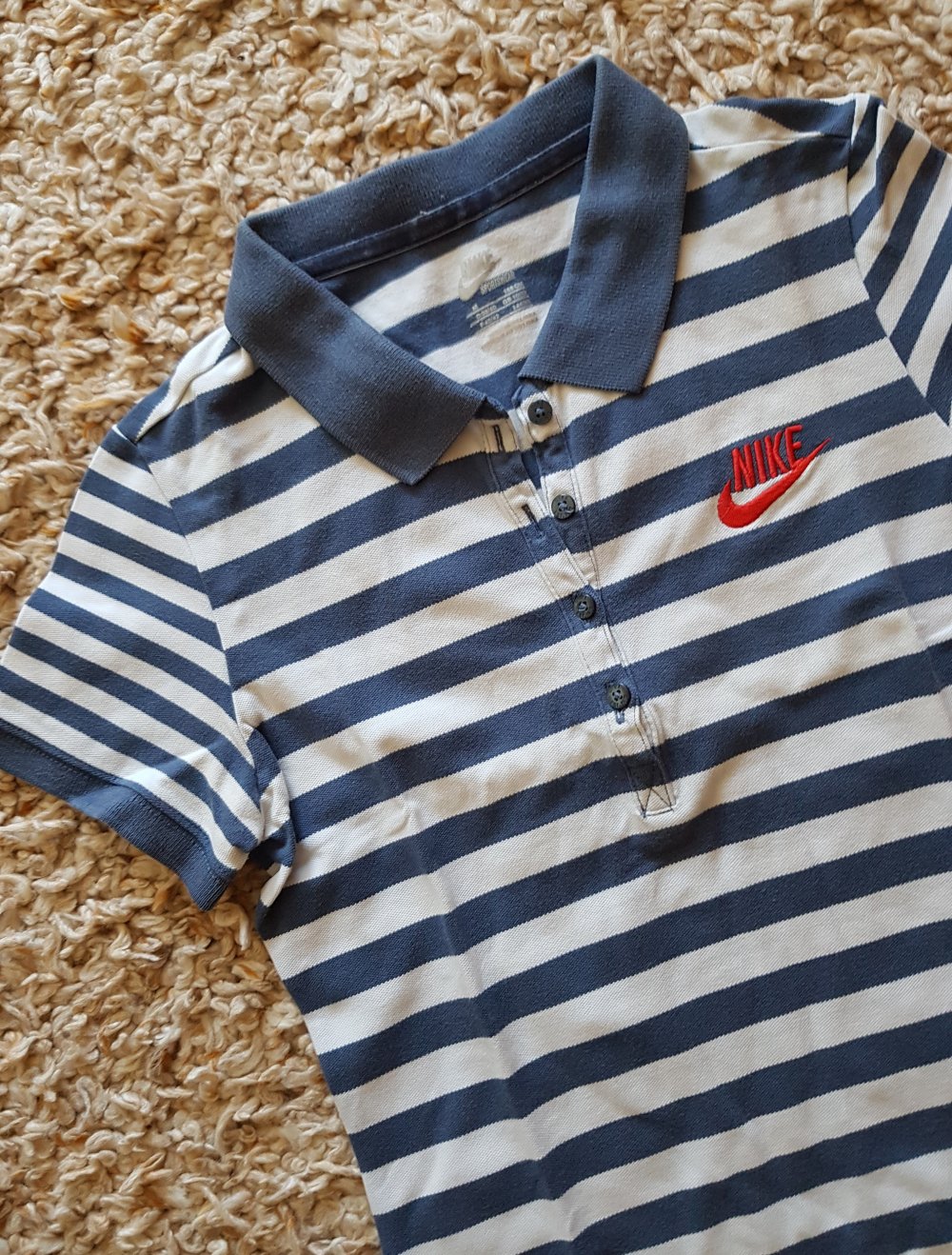 Nike Vintage Polo Shirt Streifen blau weiß Gr.36