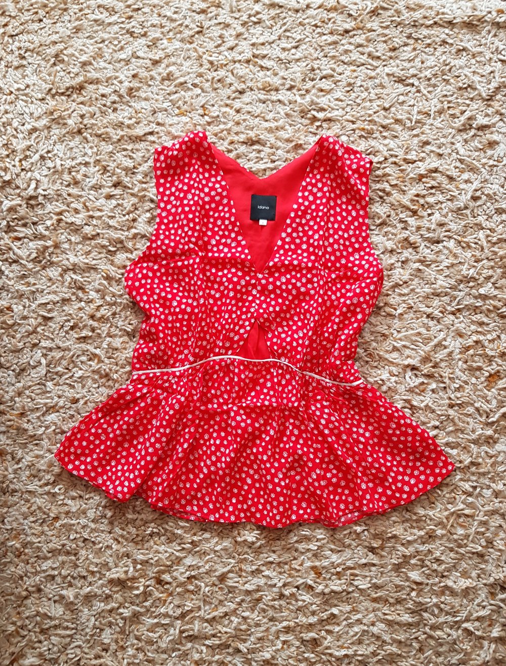 Rote Bluse mit V-Ausschnitt Gr.S neu