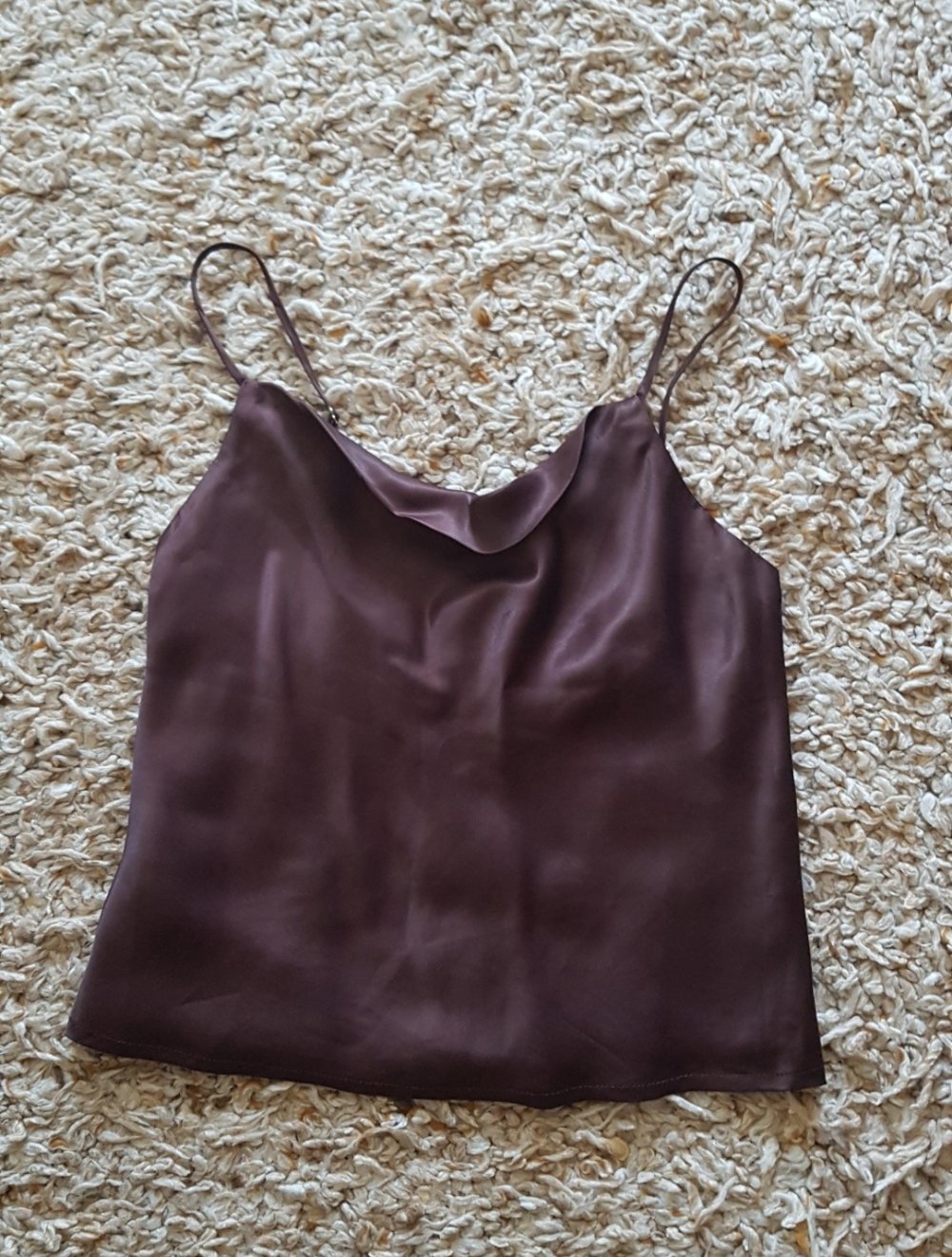 Neues Zara Satin Top Partytop elegant edel braun glänzend Gr.XS