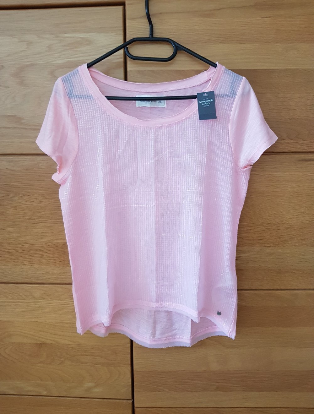 Neu! A&F Pailletten Shirt Top Rose Gr.M