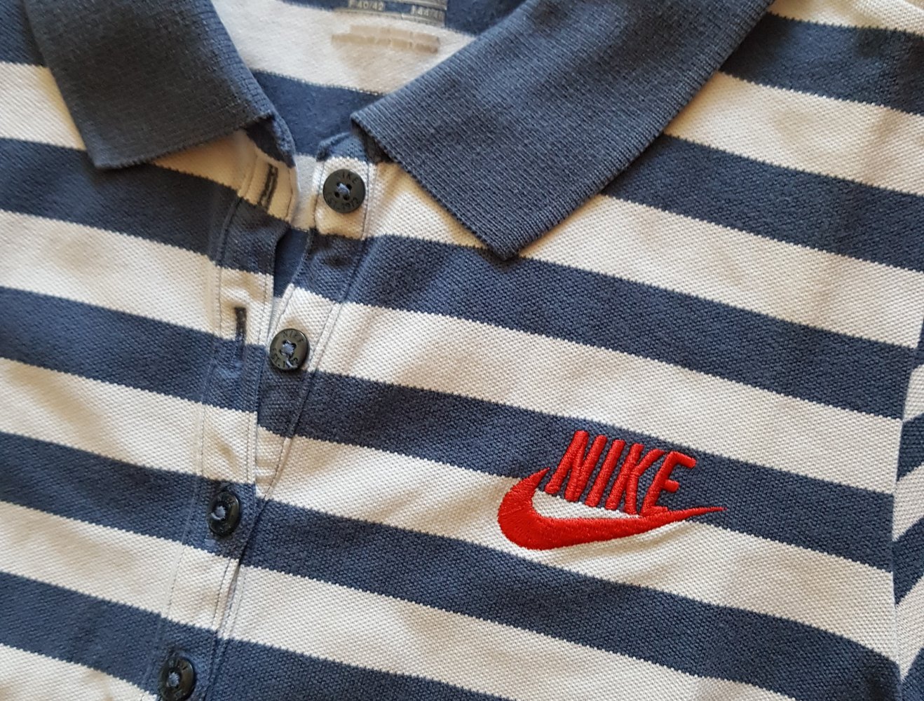 Nike Vintage Polo Shirt Streifen blau weiß Gr.36