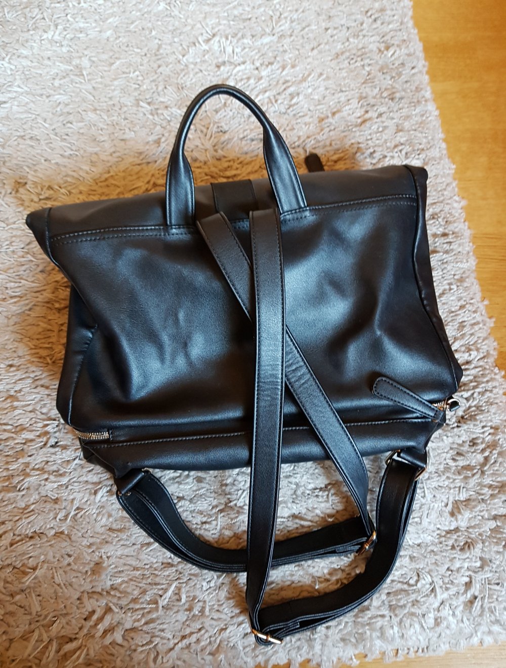 Sisley  Kunstleder Rucksack schwarz