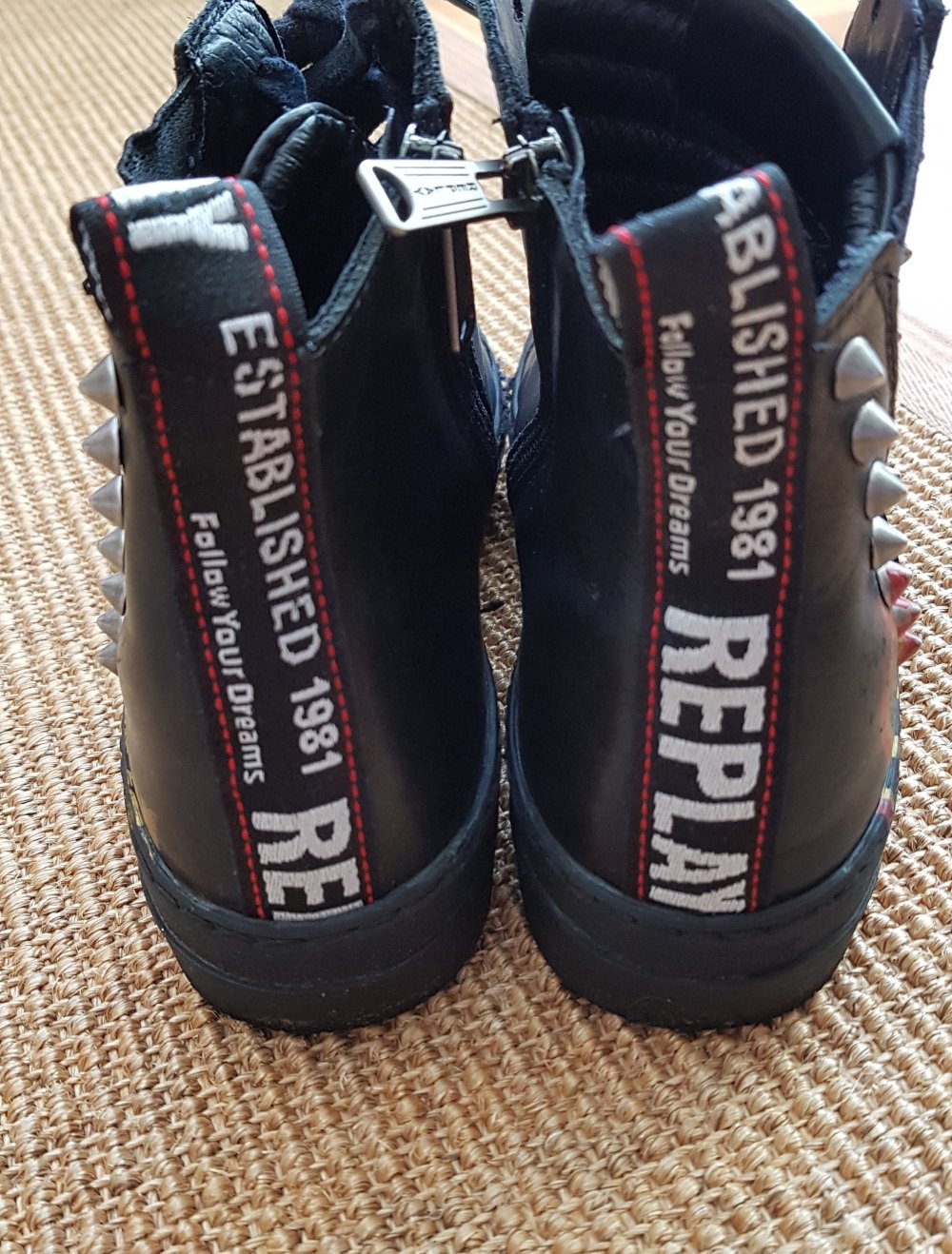 Replay einzigartige Stiefel Echtleder schwarz bunt Nieten Gr.38