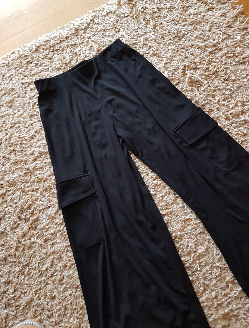 Zara Schwarze Wide Leg Cargo Hose Pull On Gr.S