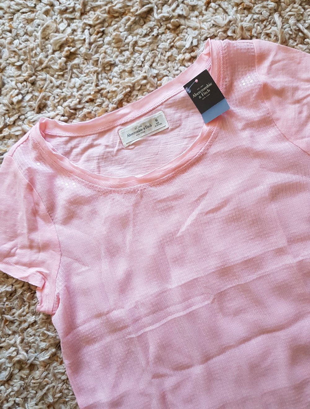 Neu! A&F Pailletten Shirt Top Rose Gr.M