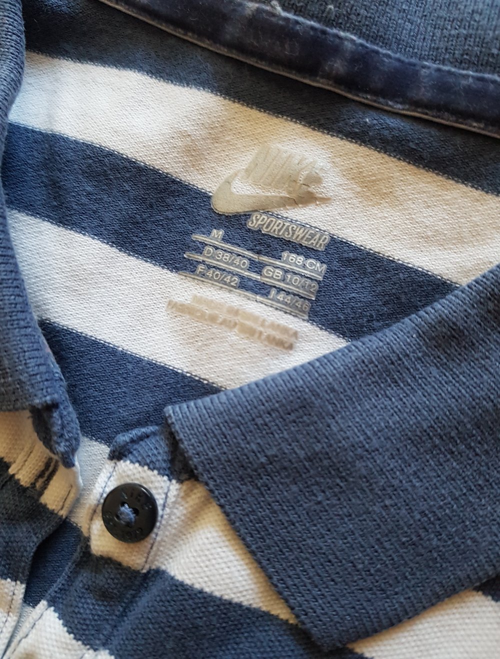 Nike Vintage Polo Shirt Streifen blau weiß Gr.36