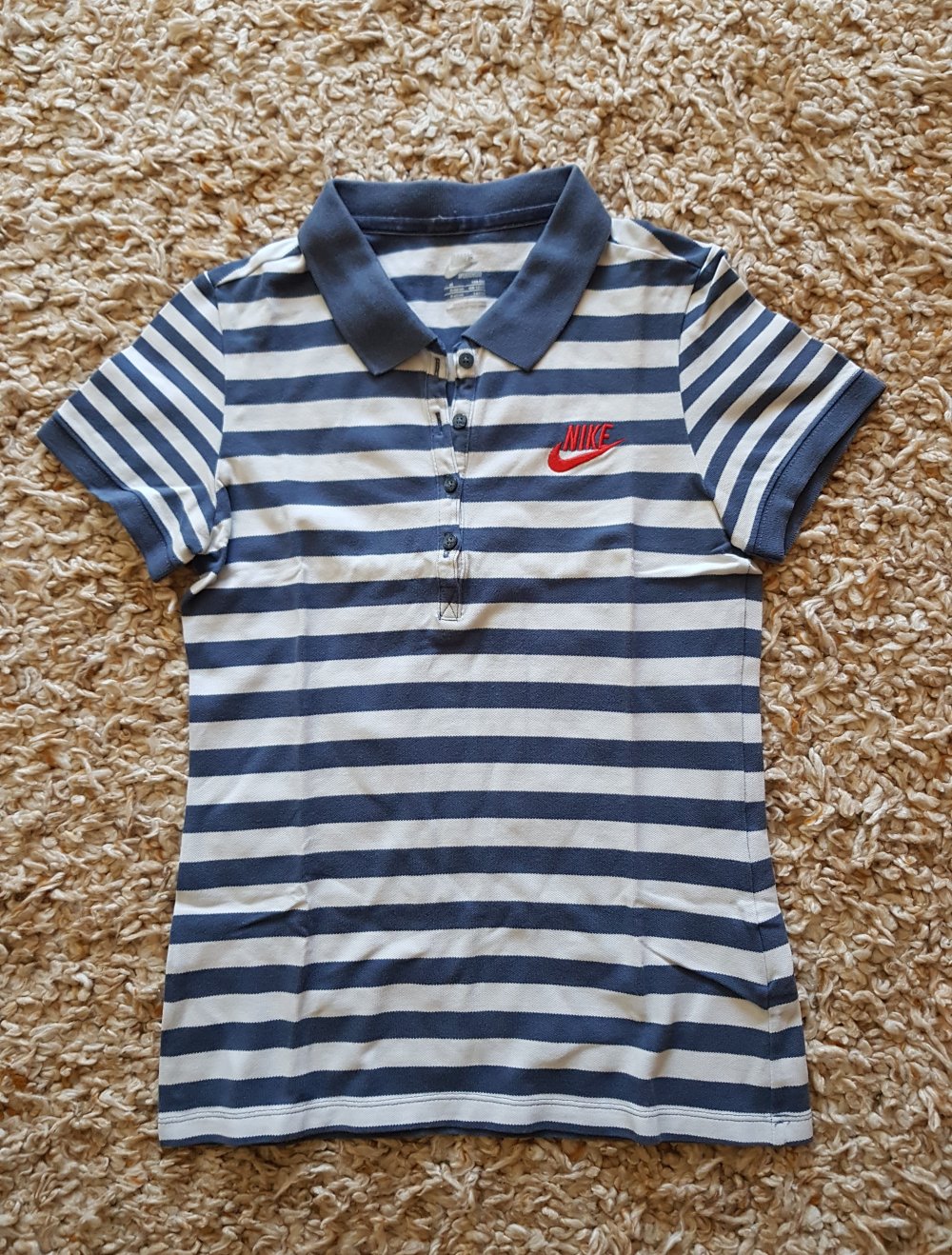 Nike Vintage Polo Shirt Streifen blau weiß Gr.36