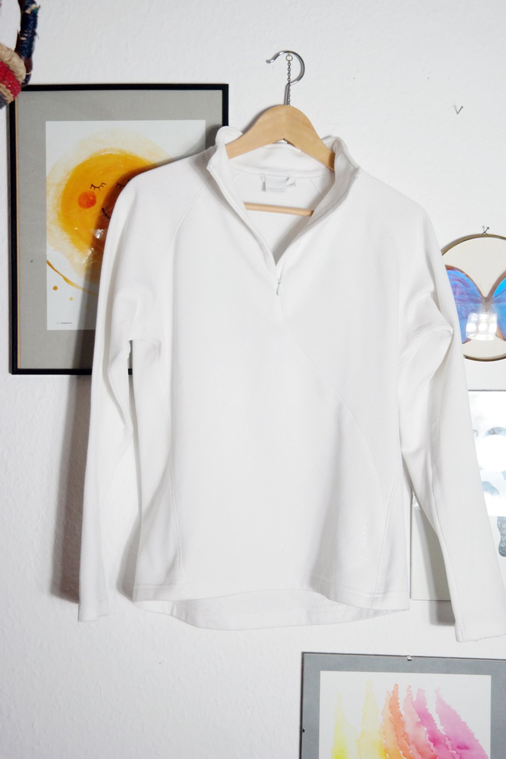 Craft Sportshirt Skipullover weiß Rollkragen Sportpullover Zipper 38 M 