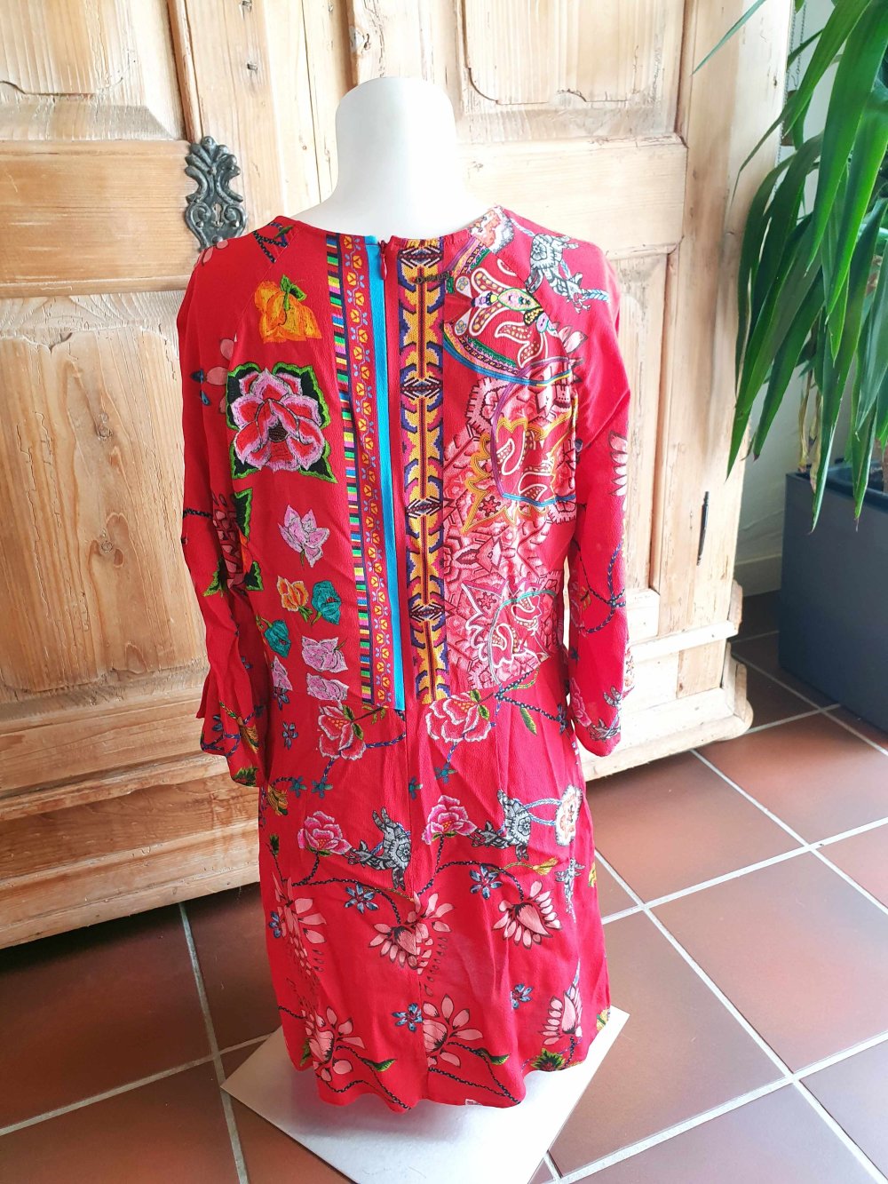 Desigual Minikleid Kleid Wickelkleid bunt Hippie Ethno M L 38 40 Blumen Paisley