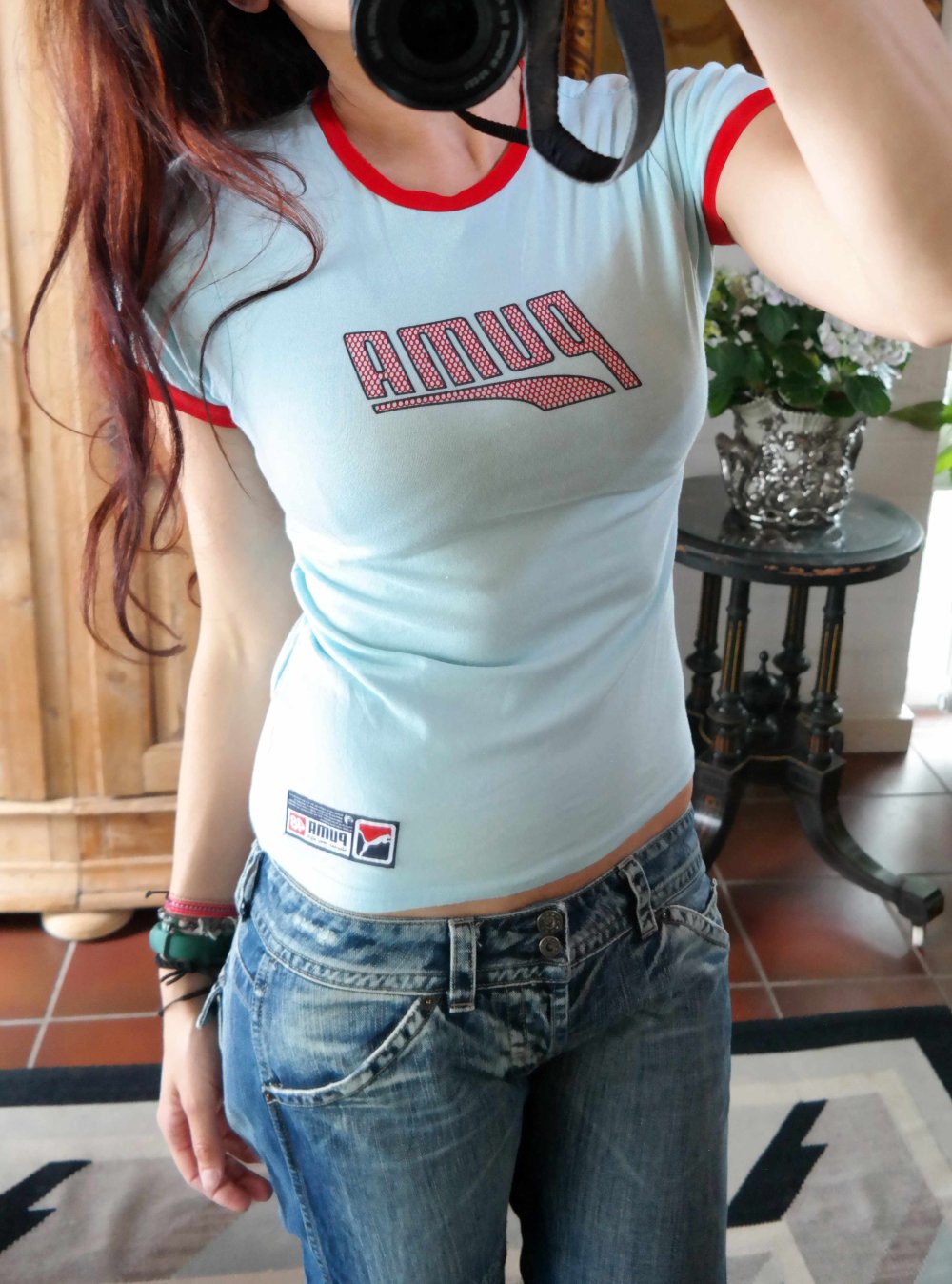 Vintage 90er 00er Puma Shirt College Skater Logo M 38 S 36 hellblau