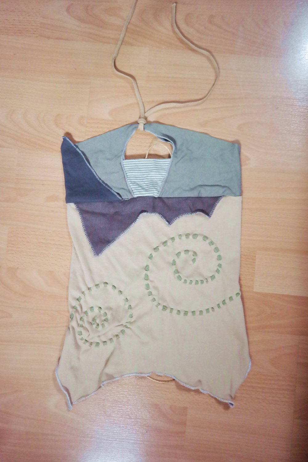 Handmade Goa Fairy Top Neckholder Erdfarben Fransen Schnürung Hippie S XS 34 36