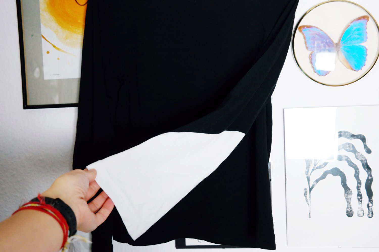 Street One Longsleeve schwarz weiß besondere Ärmel Reißverschluss 42 XL elegant