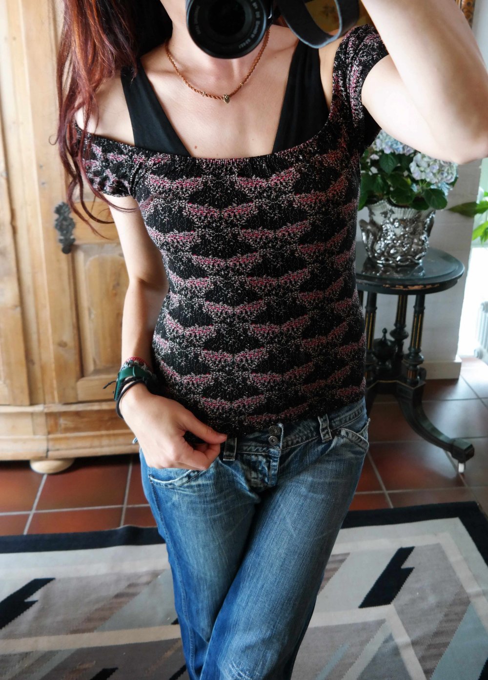 NEU mit Etikett Original Vintage 00er 90er Jahre Shirt Top carmen Blumen geblümt schulterfrei schwarz bunt S 36