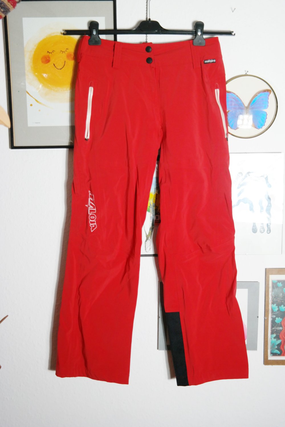 Maloja Skihose Winterhose Sporthose rot weiß Stern Hardshell S 38
