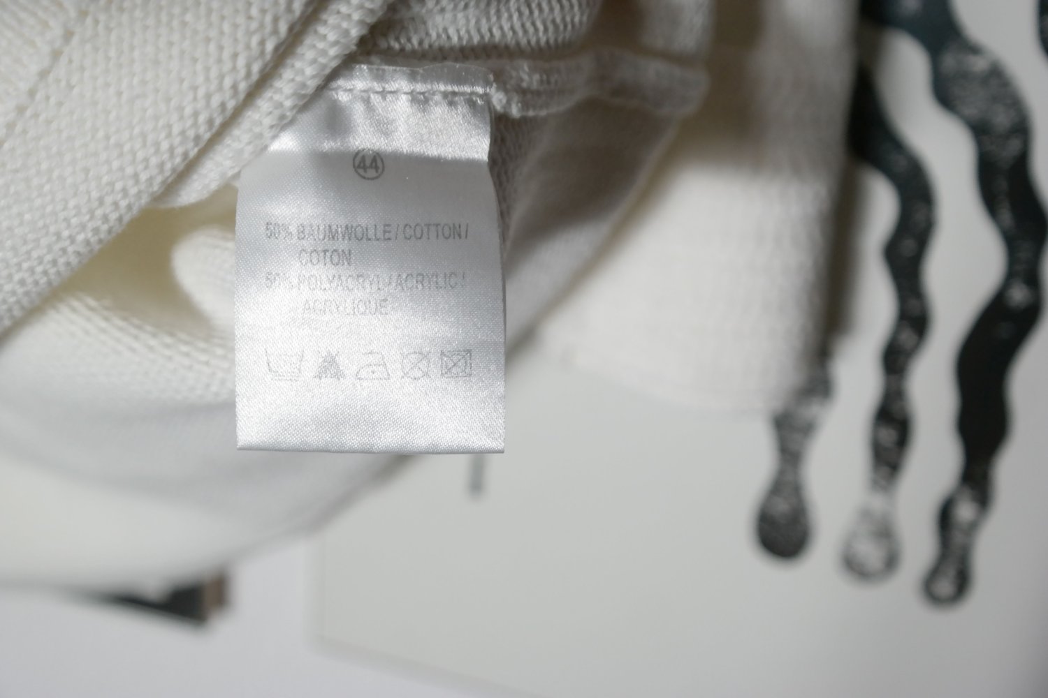 Strickpullover Applikation Blume Pullover weiß U-Boot Ausschnitt 44 XXL