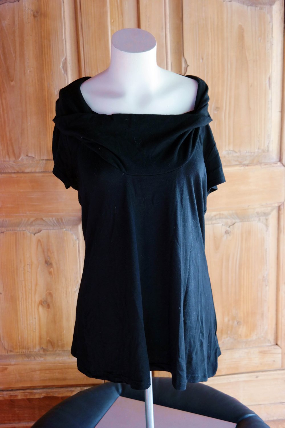 Zero Wasserfalltop Tunika Wasserfallausschnitt schwarz 42 XL
