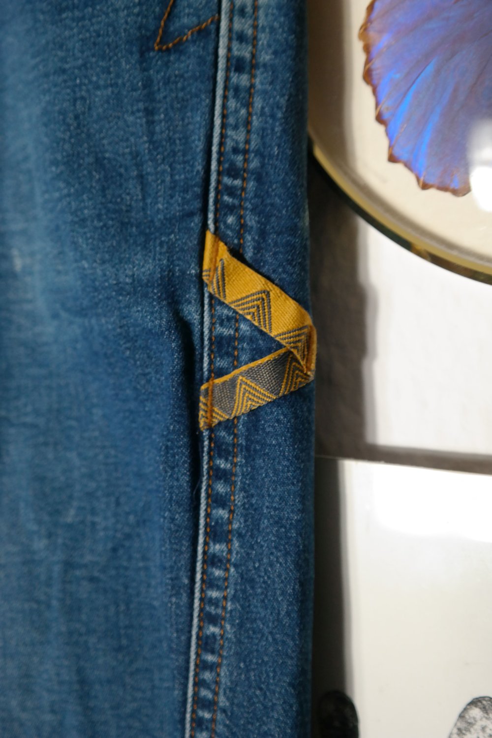 Simond Boulderhose Jeans stretchig dunkelblau Sporthose Kletterhose S M 36 38