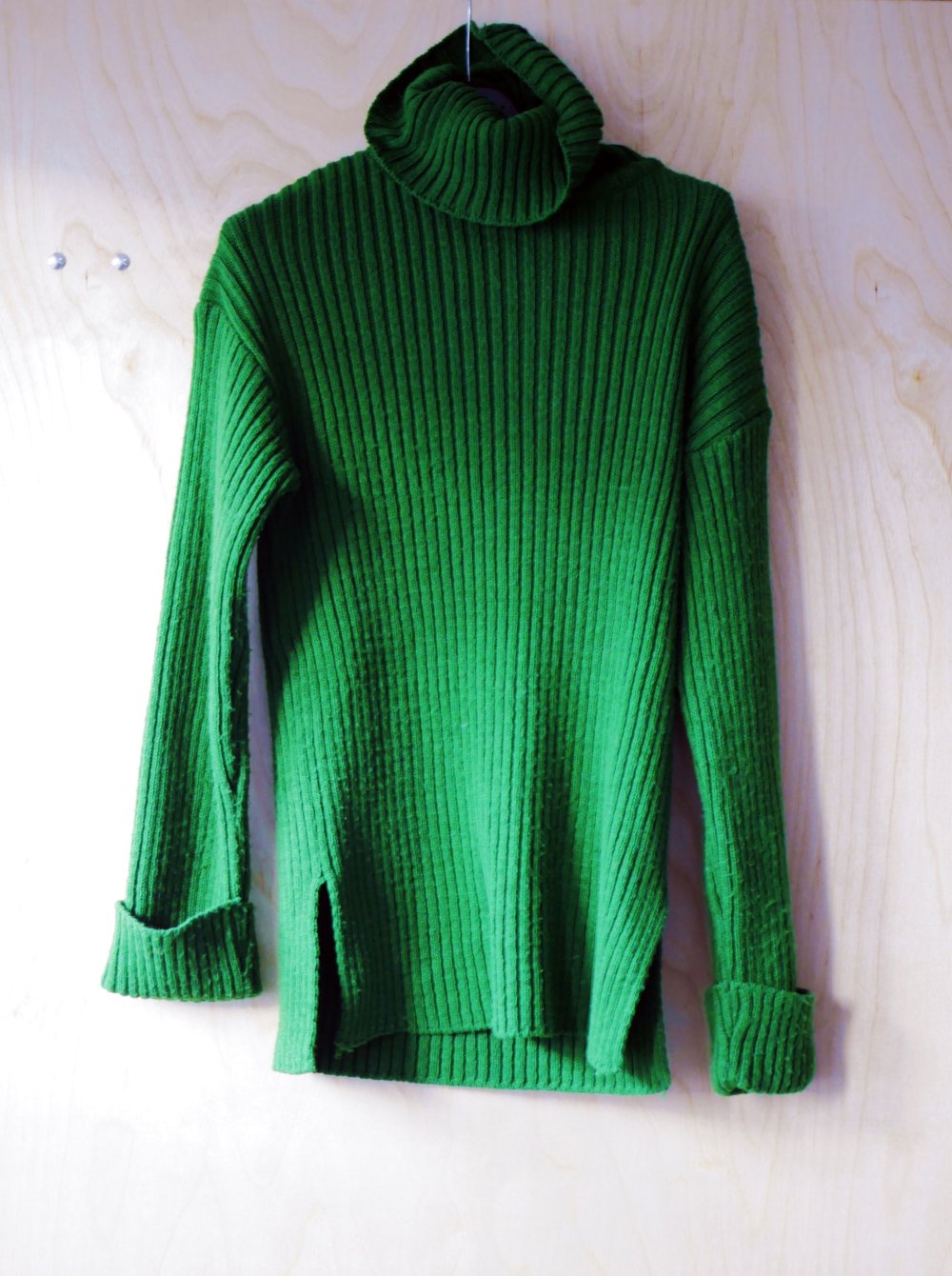 NA-KD Nakd Pullover Strickpullover dunkelgrün Rollkragenpullover lang S M 36 38