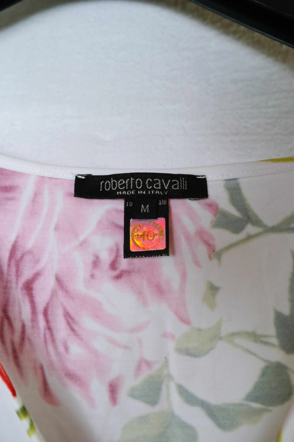 Roberto Cavalli Bluse Shirt weiß bunt Blumen geblümt Raffung M 38