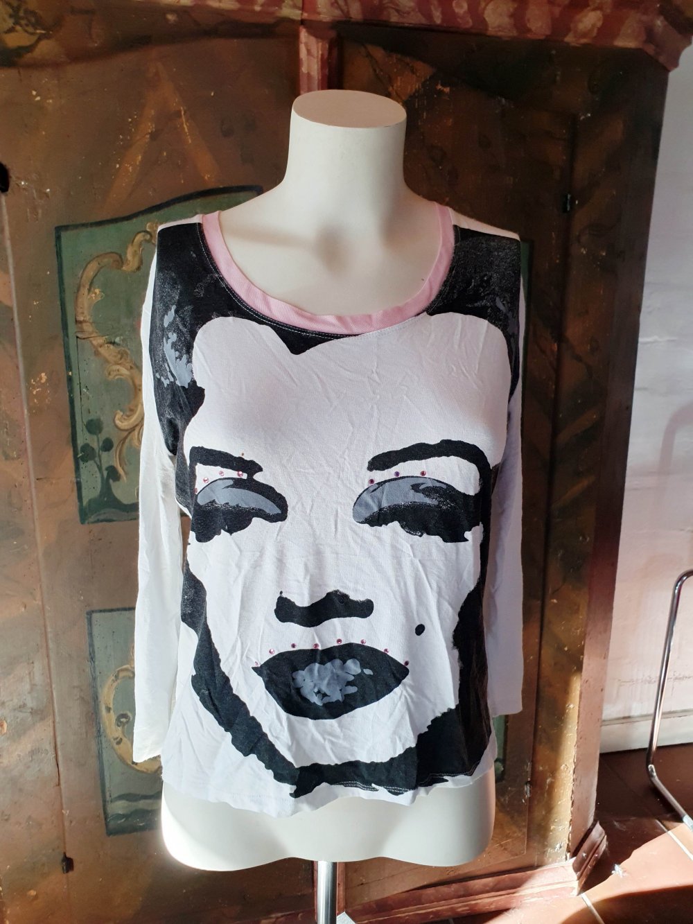 Nicowa Langarmshirt Marilyn Monroe 38 M Longsleeve weiß bunt