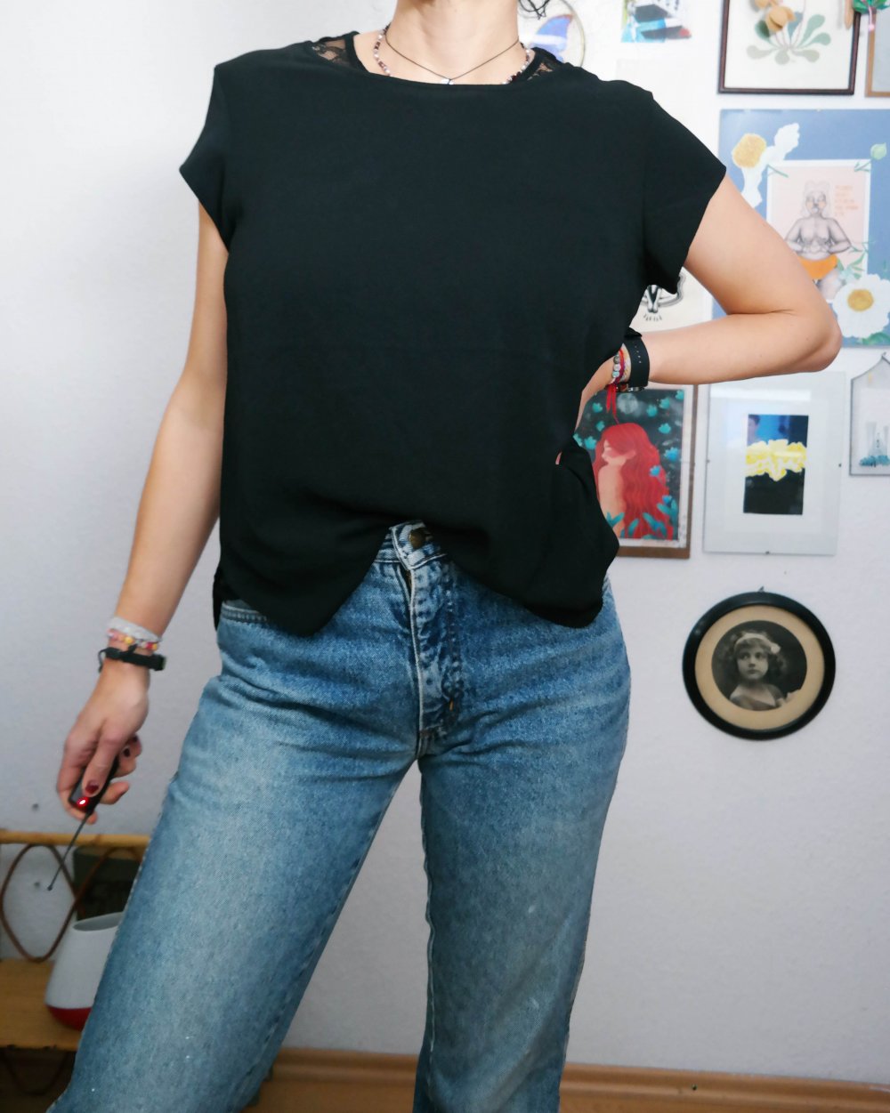 ONLY Bluse Shirt schick edel elegant schwarz L 40 M 38 Shirt T-Shirt locker luftig kastig