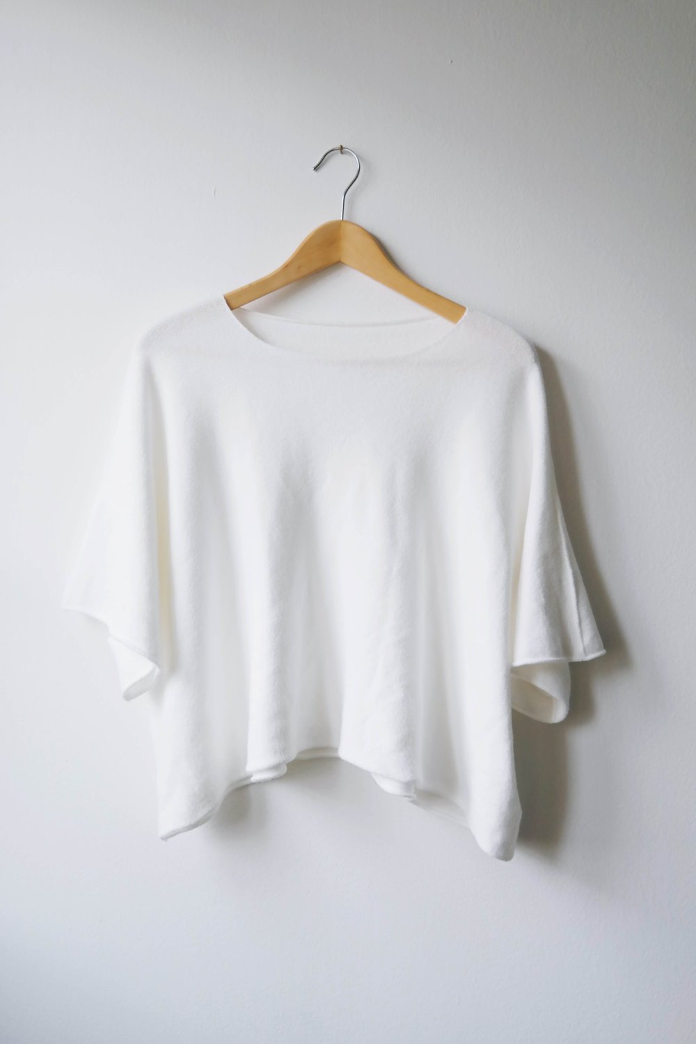 Shirt Boxy Strickshirt weiß elegant XXL 46 Oversized M 38 L 40 Kurzarm