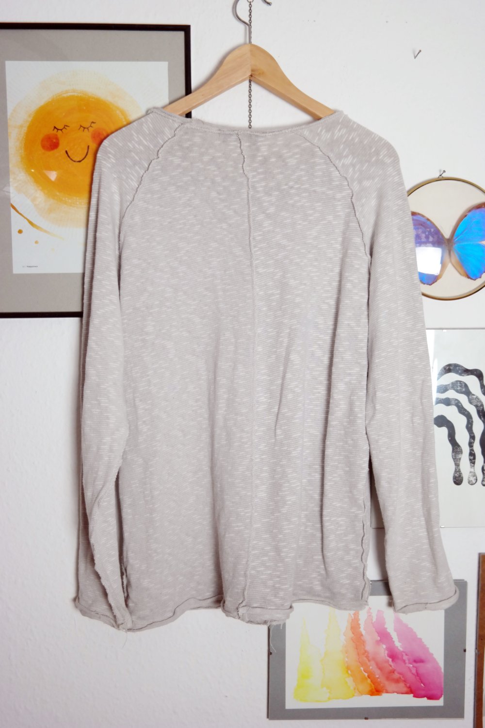 Ordinary Truffle Langarmshirt Pullover distressed Longsleeve grau meliert M