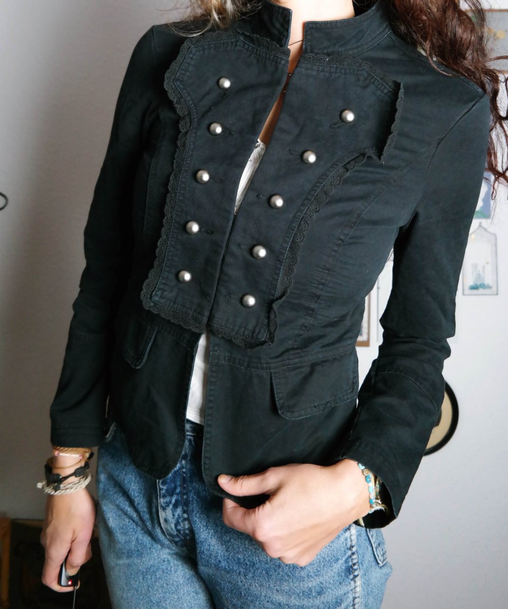 Only Jacke Blazer Military Style schwarz Knöpfe 38 M