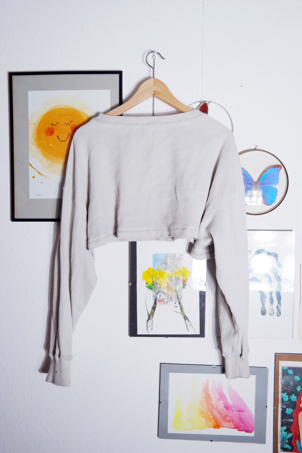 Darker Wavs Dolls Kill Pullover Waffelstruktur cropped XXL 44 oversized creme 