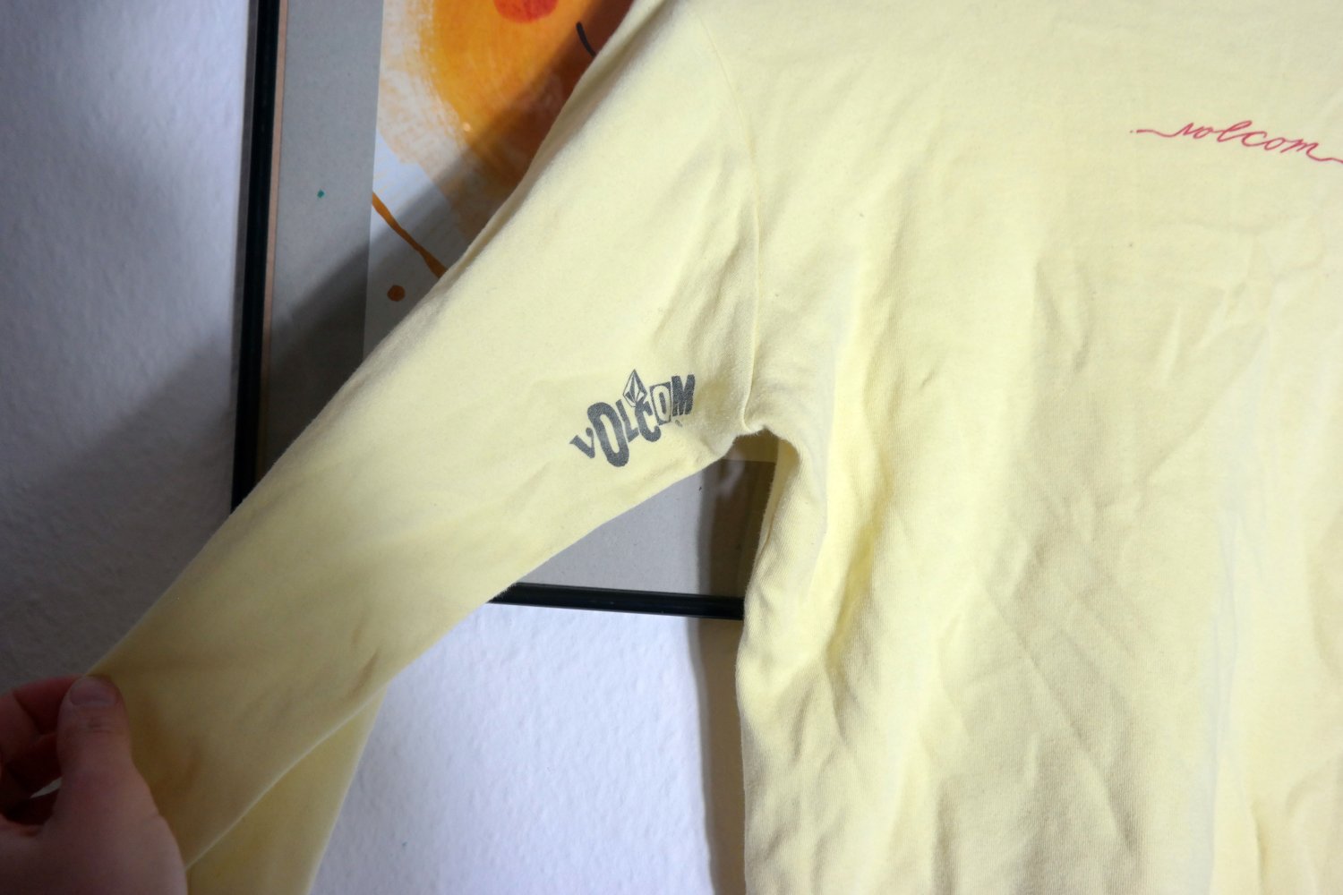 Volcom Longsleeve Langarmshirt gelb Logo Skater 90er Vintage M S 38 36