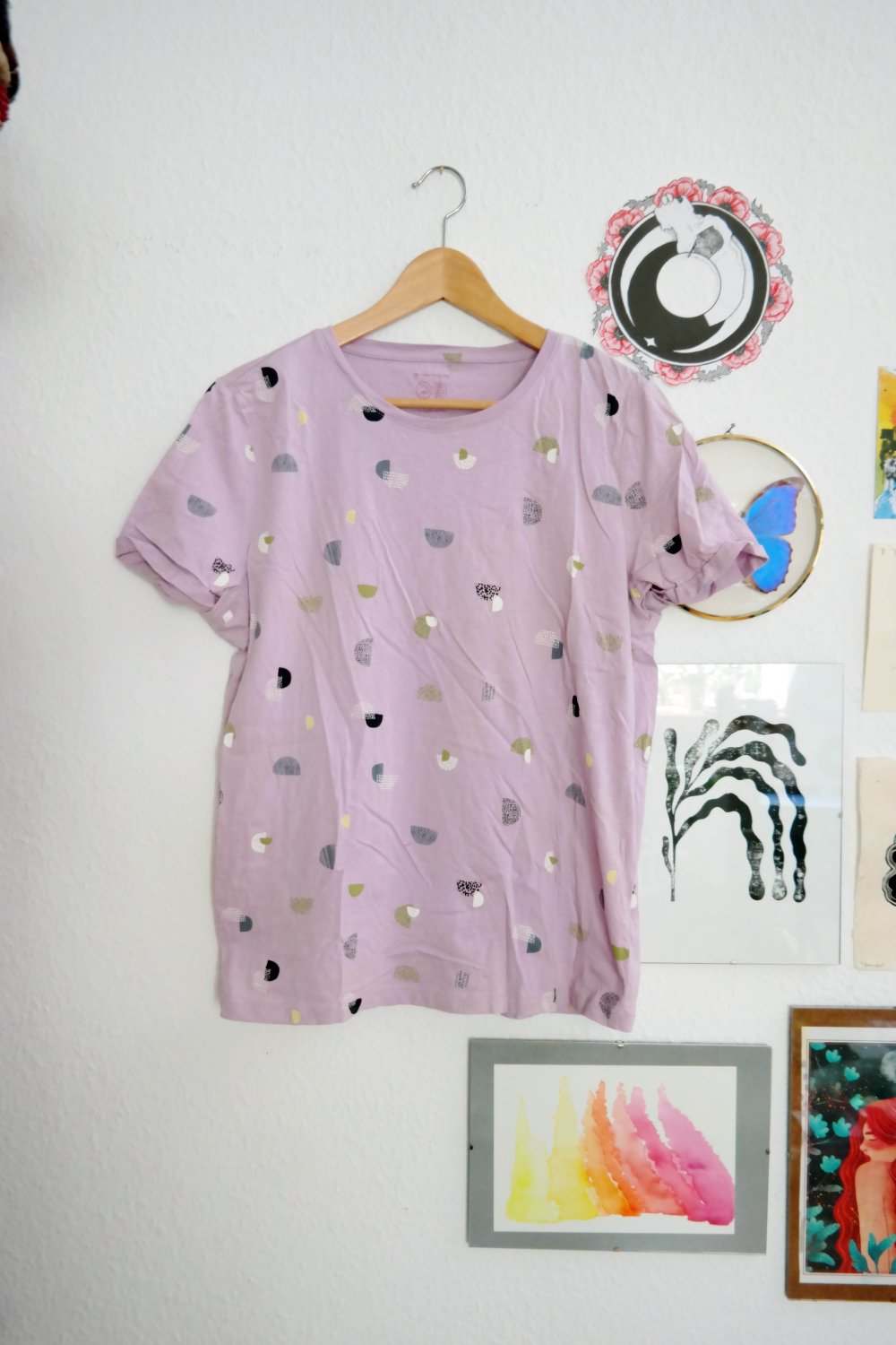 Punkte Muster Shirt Biobaumwolle flieder bunt 42 XL bunt organic